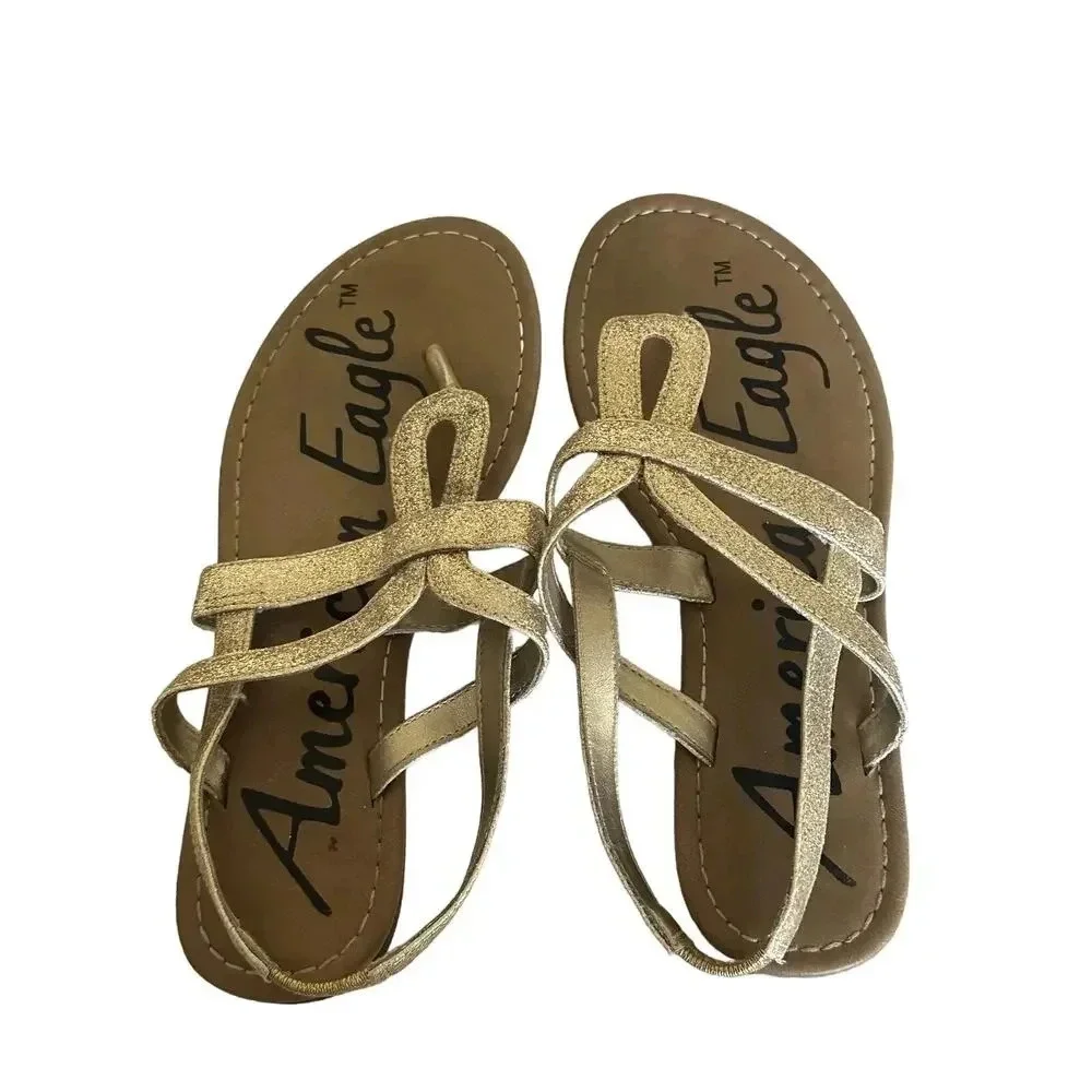 American Eagle Gold Sandals Size 6.5